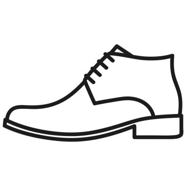 Güzel çizilmiş anahat simgesini beyaz arka planda bir erkek ayakkabı