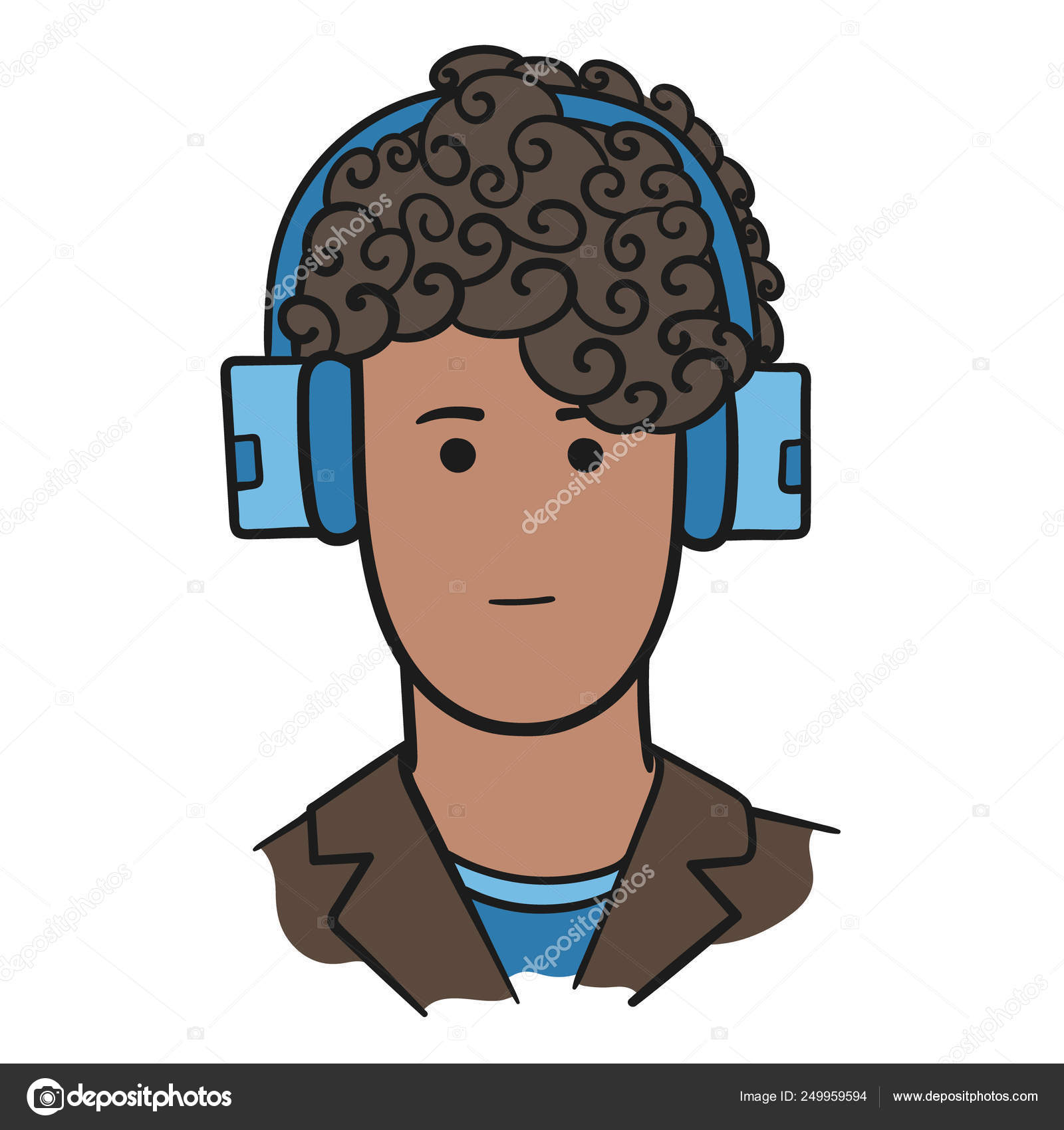 색된 벡터 일러스트 레이 션의 세련 된 머리와 헤드폰 남자의 얼굴 스톡 벡터 - ©iv.pictured 249959594, image size:1600x1700