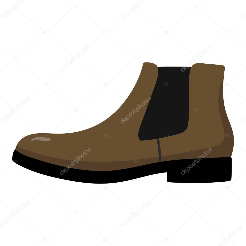 Mens chelsi shoe colored icon in white background