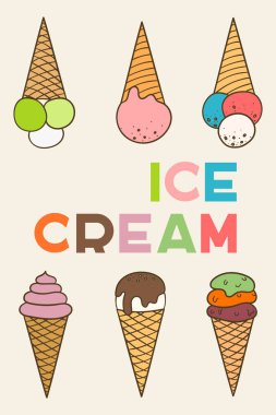 Lezzetli bir dondurma Mısır ve metin başlığı ile renkli tabela