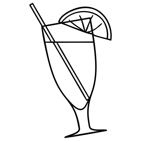 Drawn outlined icon of a cocktail in a glass — Stock Vector