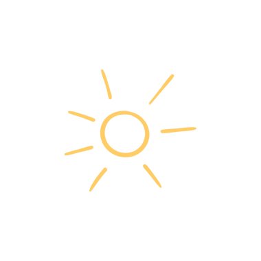 Gökyüzünde parlak bir güneşin çizilmiş simgesi