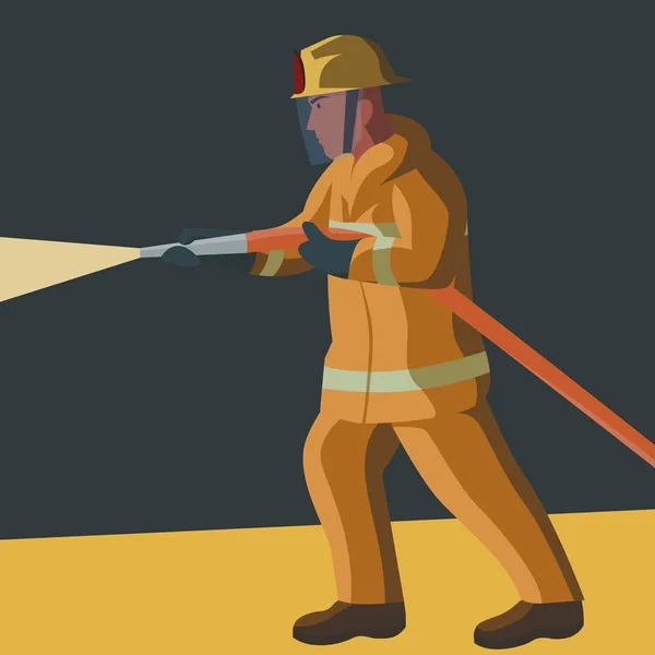 Pemadam kebakaran memadamkan api di hutan - Stok Vektor