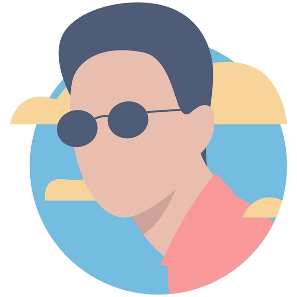 Ilustración vectorial de cara masculina en gafas de sol con fondo creativo — Vector de stock