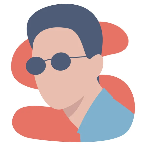 Ilustración vectorial de cara masculina en gafas de sol con fondo creativo — Vector de stock