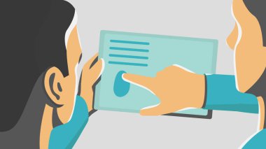 Toplantıda projeyi tartışan iki kişinin vektör illüstrasyonu