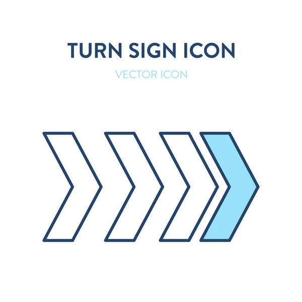 Gire Derecha Icono Signo Vector Colorido Ilustración Una Gran Derecha — Vector de stock