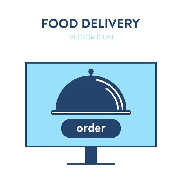 Онлайн Значок Замовлення Їжі Векторна Концепція Барвиста Ілюстрація Екрану Комп — стоковий вектор