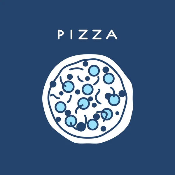 Εικόνα πίτσας. Διάνυσμα απλή απεικόνιση της ιταλικής πίτσας. Εικονίδιο περίγραμμα τροφίμων σε επίπεδο στυλ — Διανυσματικό Αρχείο