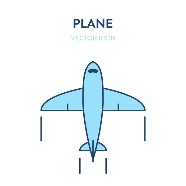 Icono de avión pequeño. Ilustración del contorno plano vectorial de un pequeño avión, planeador. Representa un concepto de avión planeador, fumigador, vuelo corto, planeador, entrenamiento de vuelo, entrenamiento de piloto — Vector de stock