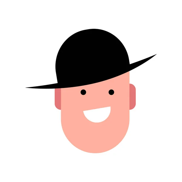 Vector Ilustración Colorida Hombre Sonriente Joven Sombrero Ala Retrato Chico — Vector de stock