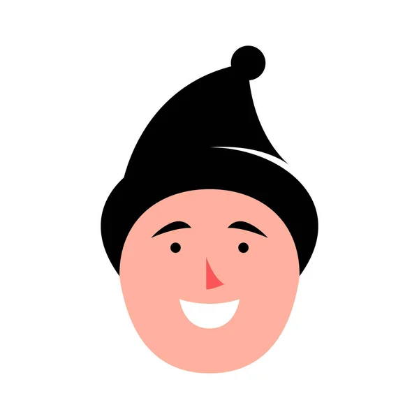 Vektorové Barevné Ilustrace Mladého Usmívajícího Muže Zimním Klobouku Portrét Hezkého — Stockový vektor