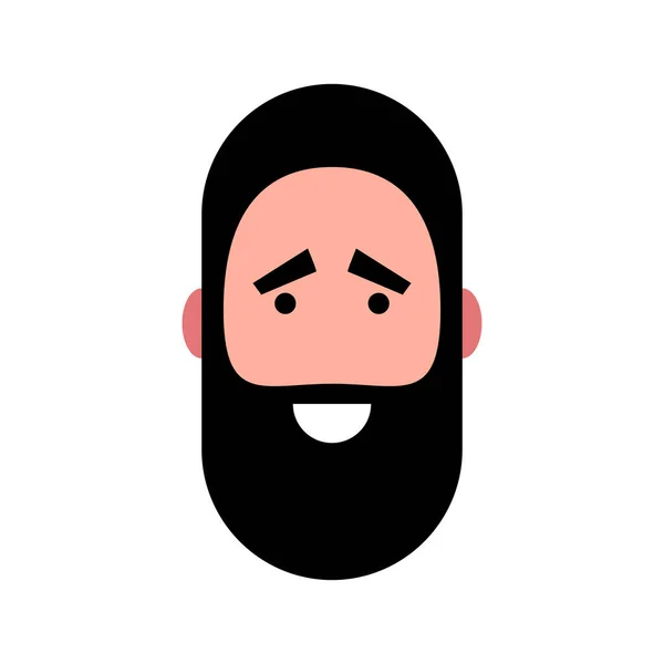 笑顔の髭を生やした男のベクトルカラフルなイラスト ハンサムな陽気なひげ面の肖像画 アバタープロフィール大人のId画像 人間の頭部イラスト — ストックベクタ