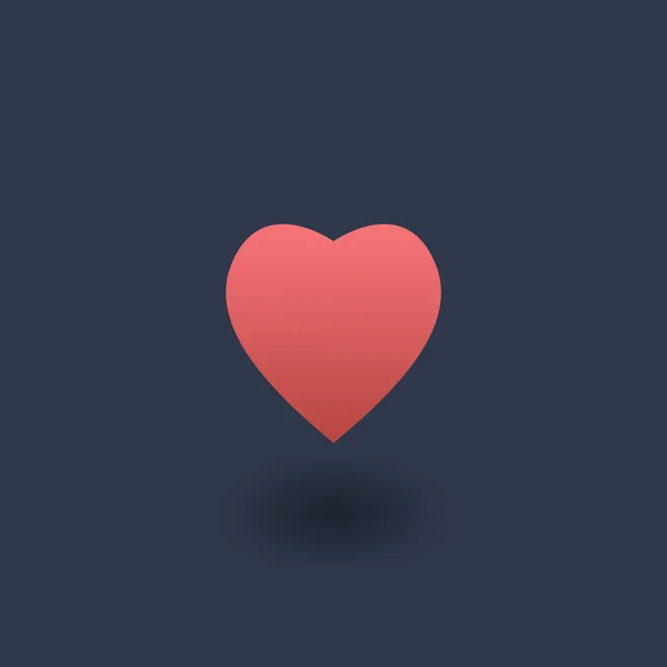 Ícone coração 3d. Ícone vetorial de uma forma de coração vermelho em fundo escuro. Cartão postal, crachá, ilustração. Representa o conceito de amor, romântico, data e gratidão — Vetor de Stock