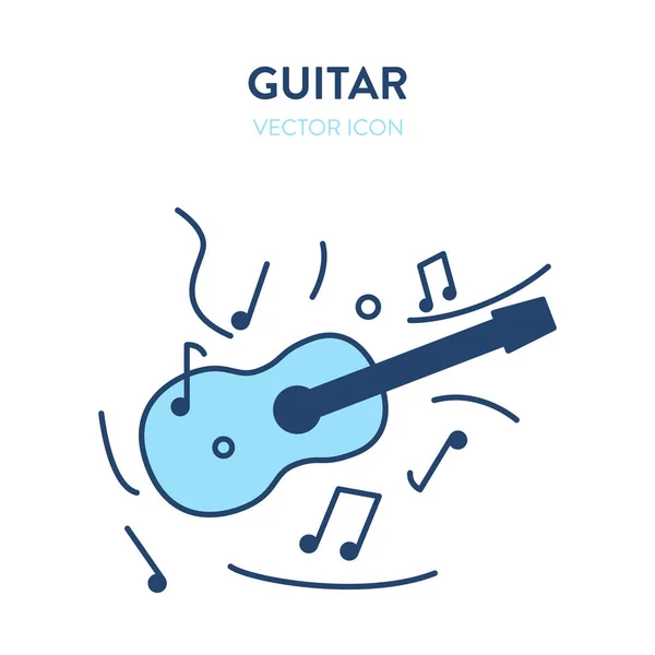 Ícone Vetor Guitarra Guitarra Ilustração Colorida Com Notas Musicais Torno — Vetor de Stock