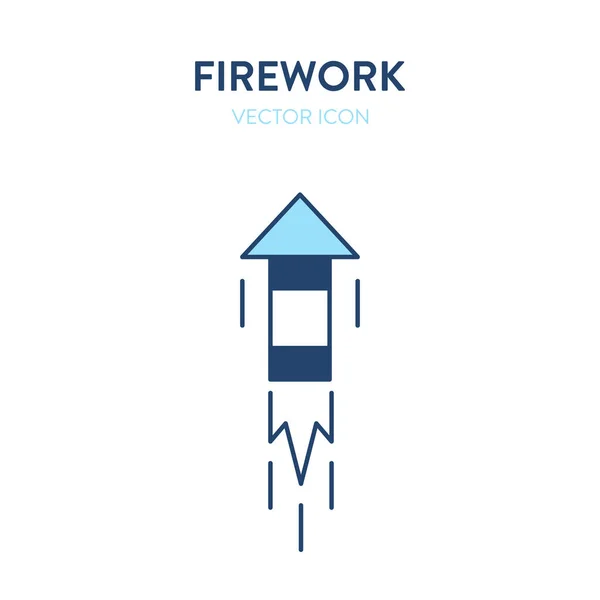 Ícone Fogo Artifício Fogos Artifício Acesos Voando Para Céu Desenho — Vetor de Stock