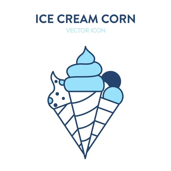 Ice Cream Corns Icon Vector Colorful Illustration Three Ice Cream — Stock Vector