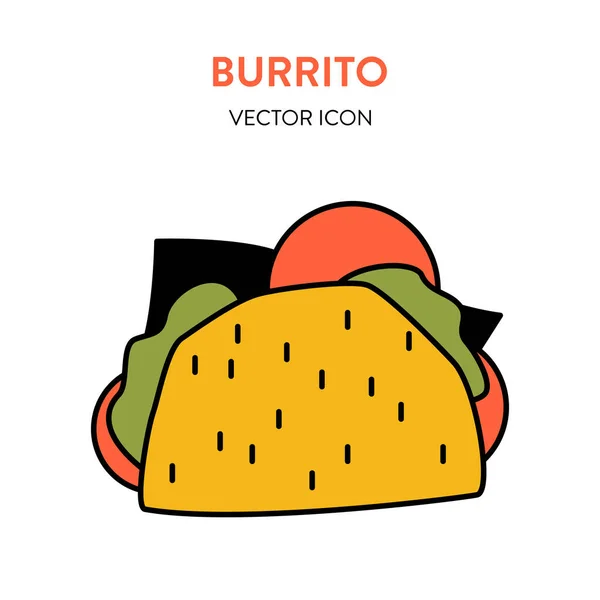 Ícone Burrito Taco Ilustração Vetorial Burrito Mexicano Com Recheio Ícone — Vetor de Stock