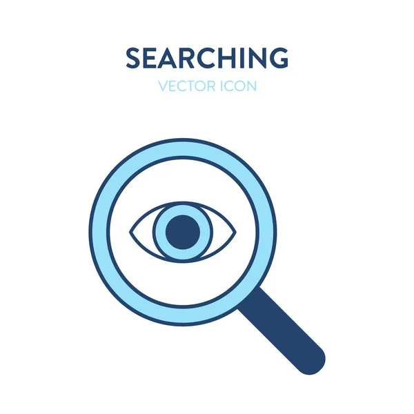 仔细查看搜索图标 矢量彩色插图放大工具与人的眼睛符号里面 代表间谍 用眼睛跟踪 照顾的概念 — 图库矢量图片