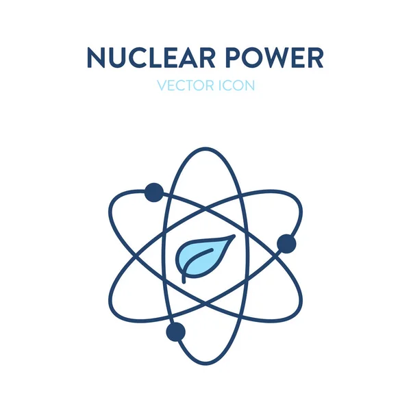 Значок Ядерної Енергії Векторна Барвиста Ілюстрація Атомного Ядра Символом Листя — стоковий вектор
