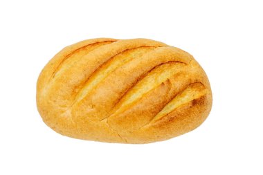 Beyaz arkaplanda izole edilmiş tek somun ekmek