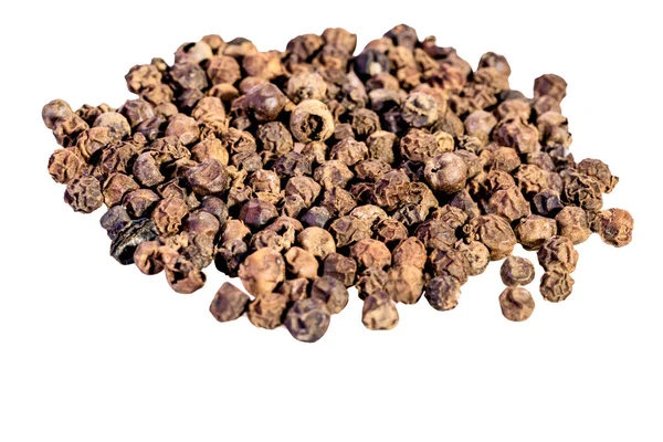 Black pepper corns isolated on white background — Stock Photo, Image