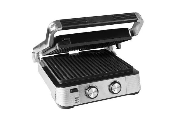 Elektrische grill voor thuis koken, hamburger, groenten, vlees, vis, Stockfoto