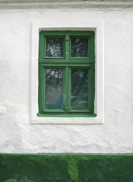 Fenêtre Sur Mur Une Vieille Maison Dobrica Banat — Photo