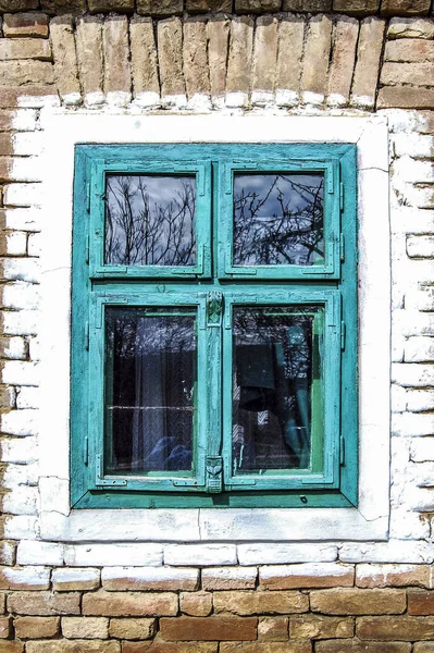 Fenêtre Sur Mur Une Vieille Maison Dobrica Banat — Photo