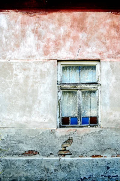 Altes Holzfenster Der Wand Eines Alten Hauses Dobrica Banat — Stockfoto
