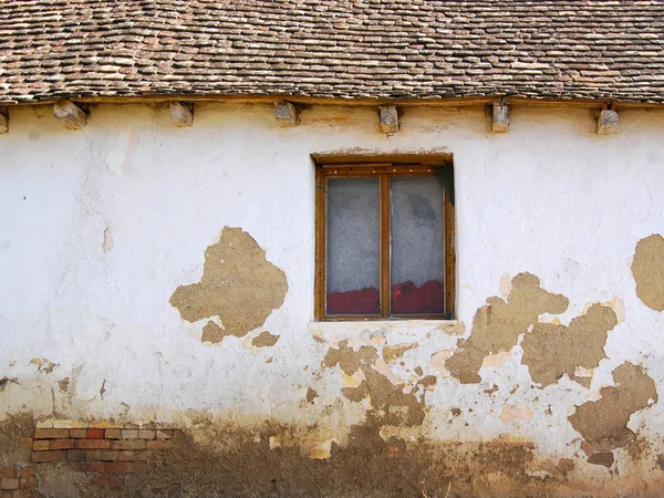 Old Wooden Window Wall Old House Novi Kozjak Banat — Stock Photo, Image