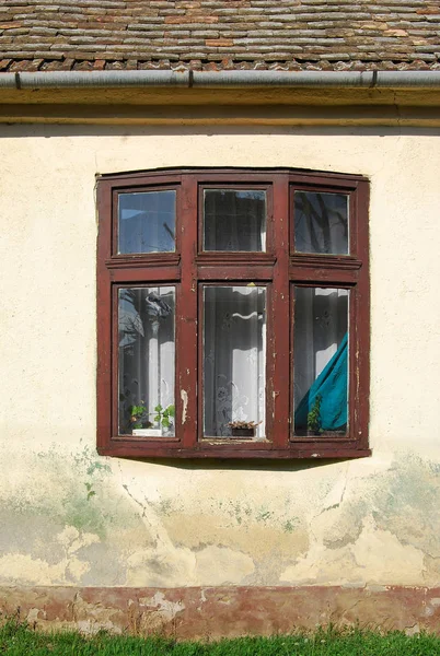 Old Wooden Window Wall Old House Novi Kozjak Banat — Stock Photo, Image