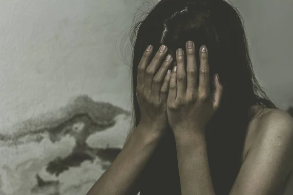 Ragazza Era Stressata Causa Stupro Tratta Fermare Violenza Contro Donne — Foto Stock