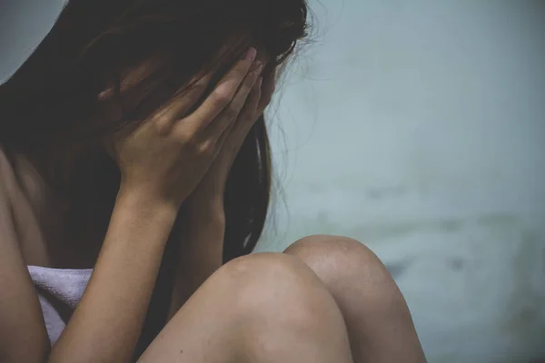 Ragazza Era Stressata Causa Stupro Tratta Fermare Violenza Contro Donne — Foto Stock