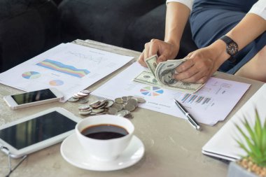 Kadın para, iş kadını çalışma mali müşavir sayma ve para banknot sayma