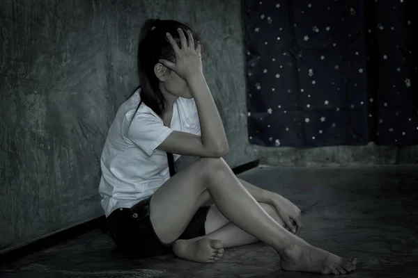 Girl Stressed Out Because Rape Trafficking Stopping Violence Women International — Stock Photo, Image