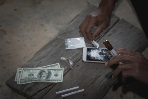 Men Taking Heroin Law Police Concept June International Day Drug — Stock Photo, Image