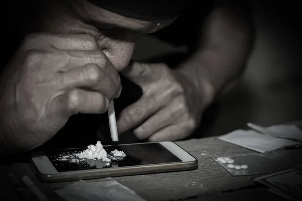 Men Taking Heroin Law Police Concept June International Day Drug — Stock Photo, Image