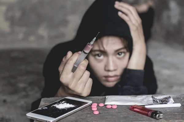 Young Woman Drug Addiction Concept Crime Drug Addiction June International — Stock Photo, Image