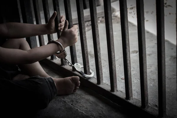 Pojken Var Låst Med Boja Offer För Människohandel Våld Mot — Stockfoto