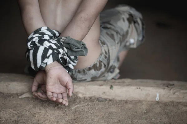 Stop Gyermek Bűncselekmények Emberkereskedelem Állítsa Gyermekek Elleni Erőszak Kérdésével Gyermek — Stock Fotó