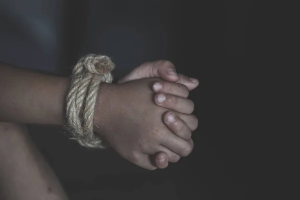 Stop Kind Geweld Handel Stop Geweld Tegen Kinderen Kind Bondage — Stockfoto