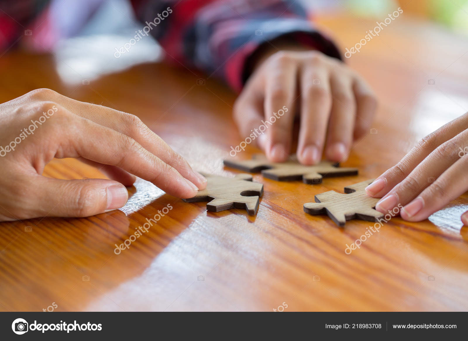 Close Hands Business Women Connecting Jigsaw Puzzleon Teamwork Workplace Success Stock Photo By C Tinnakorn