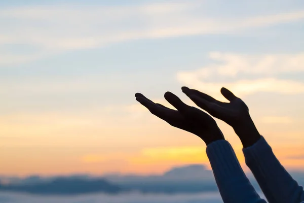 Mujer Manos Orando Dios Mujer Rezar Por Bendición Dios Desear —  Fotos de Stock