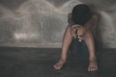 İnsan ticareti, çocukların, uluslararası Anti-ticareti gün karşı şiddet bir ip, insan hakları, mağdur çocuk el bağlı
