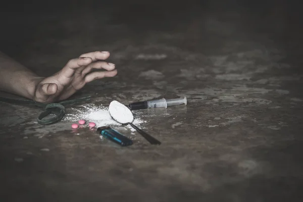 Arrêtez Concept Toxicomanie Les Mains Humaines Arrêtent Drogue Journée Internationale — Photo