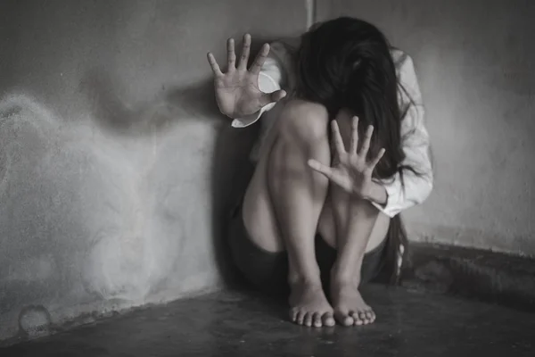 Stop Violence Child Women Child Violence Abused Concept Trafficking Concept — Stock Photo, Image