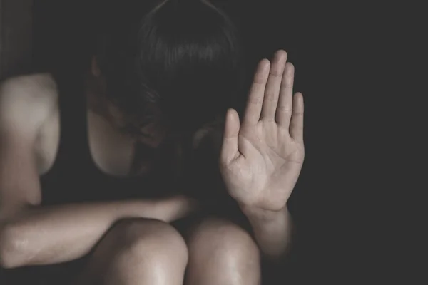 Women  bondage lift hands against violence against women,interna — Stock Photo, Image