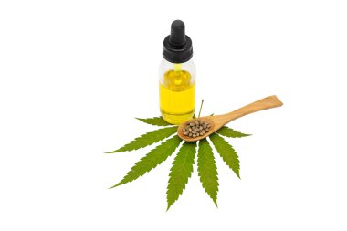 Tohum ve kenevir yağı cam şişelerde, Tıbbi marihuana izole 