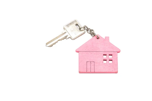 Immobilien, Wohnkonzept, Hausschlüssel mit isolierter weißer Rückseite — Stockfoto